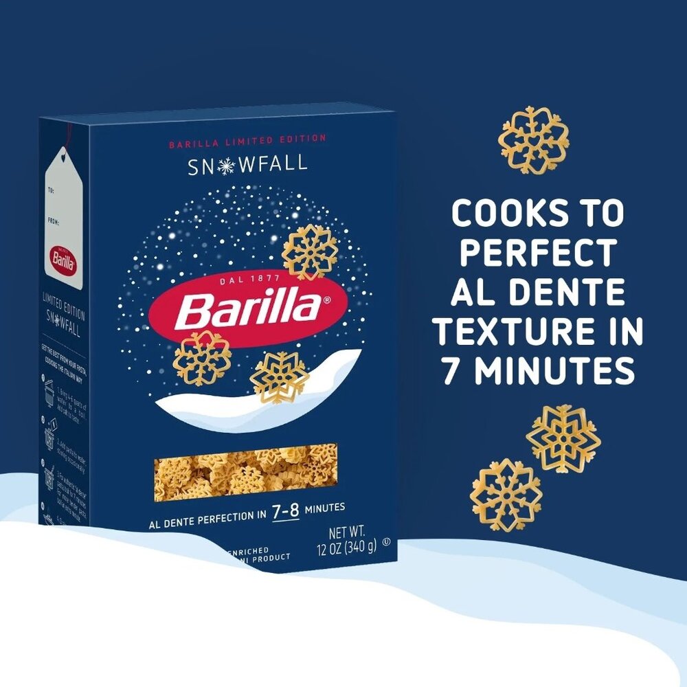 Barilla Snowfall Pasta Limited Edition 12 oz Lot of 4 Christmas Holiday Party